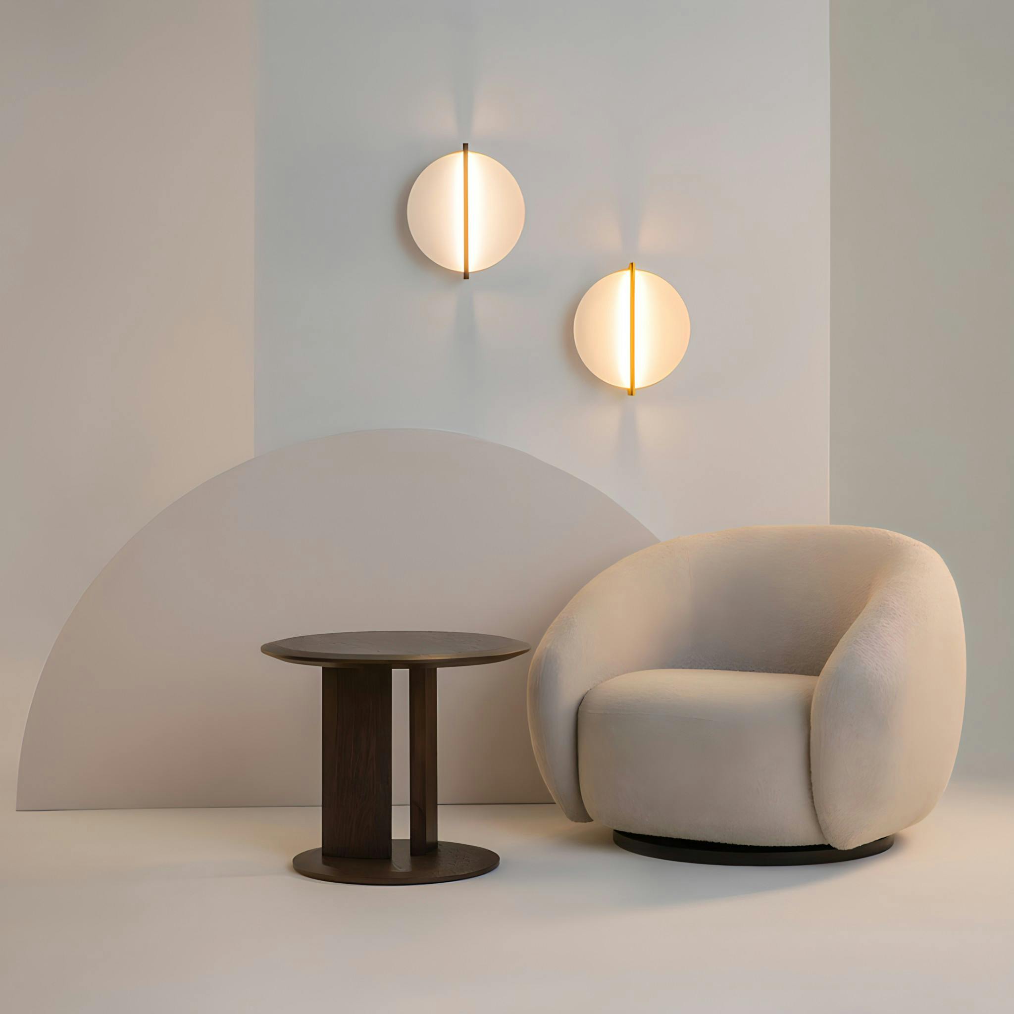 Applique murale dorée – disque blanc minimaliste WINDER