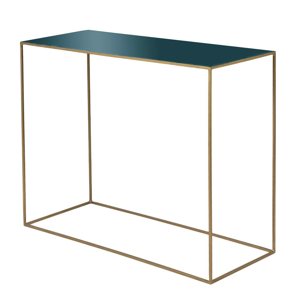 OLIA - Console en métal gris bleu et laiton de 100 cm