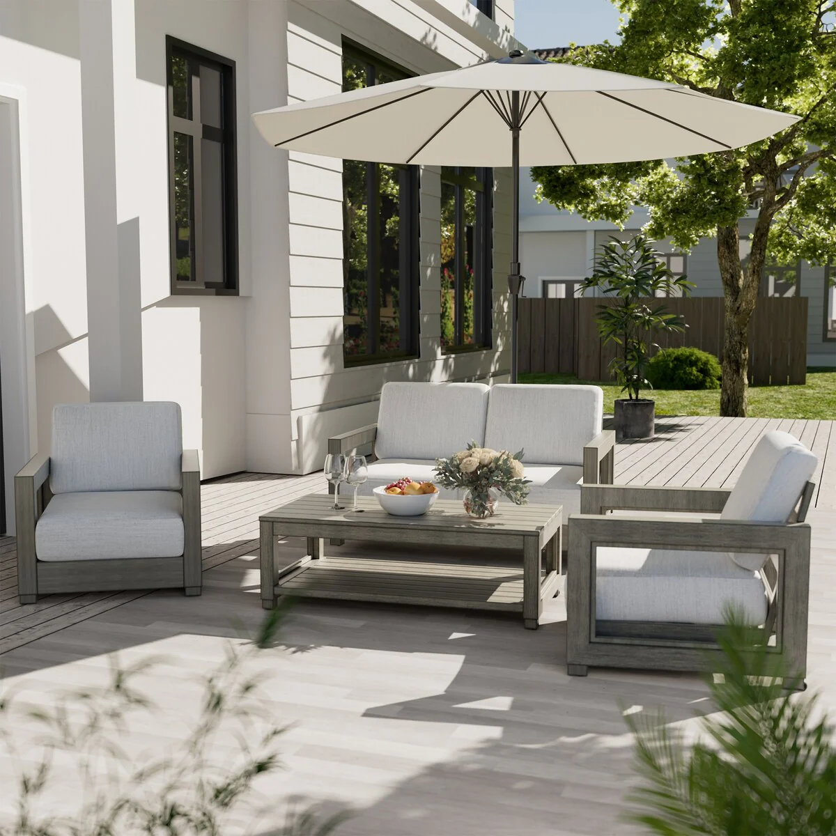 Outdoor Distressed Aluminum Patio Coffee Table