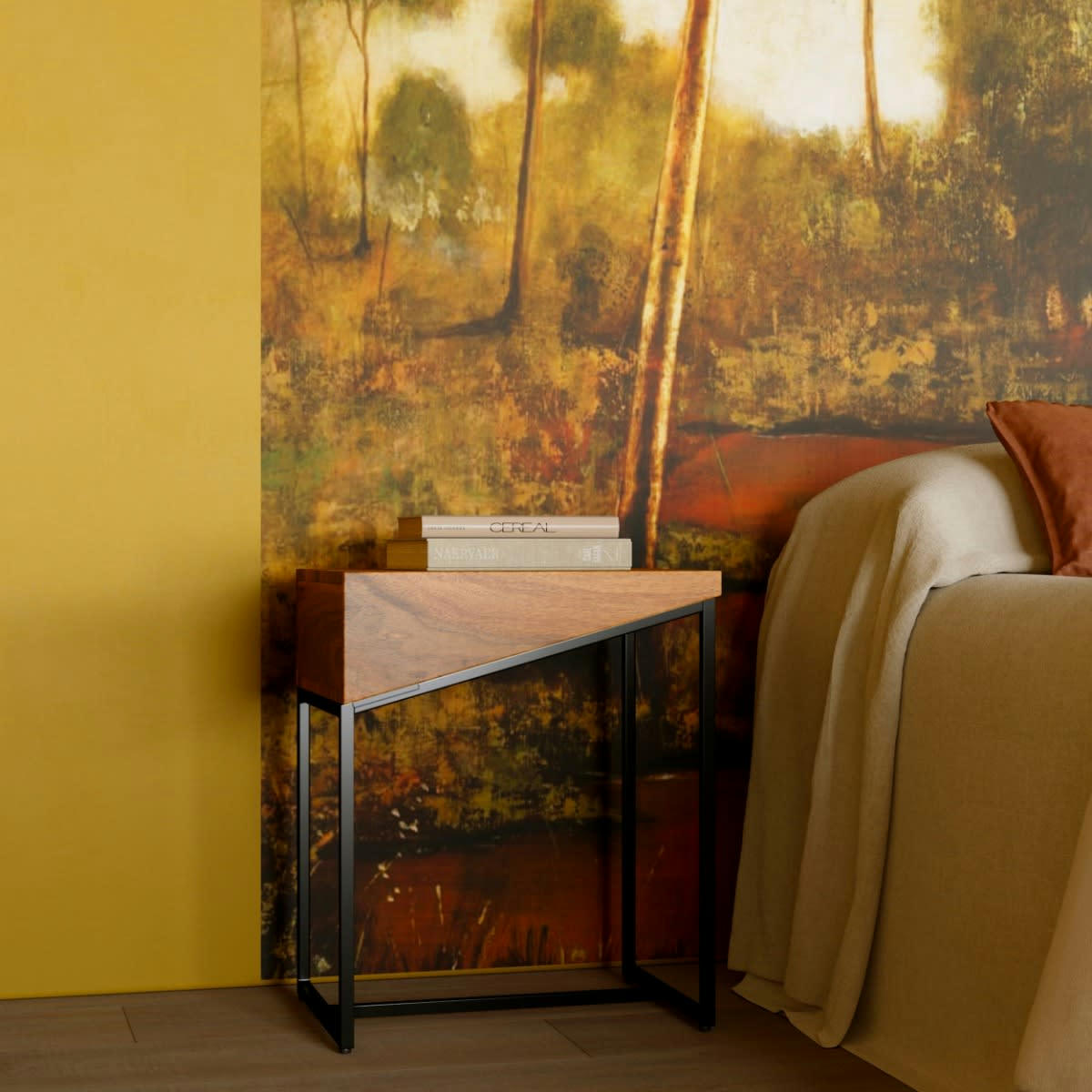 ALBATROS - Table de chevet en bois d'acacia et métal