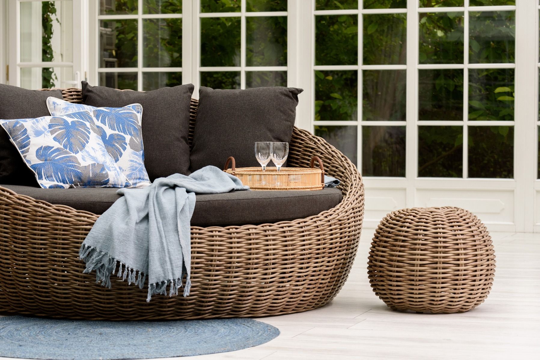 Pufa Maje Natural Black 55x40cm