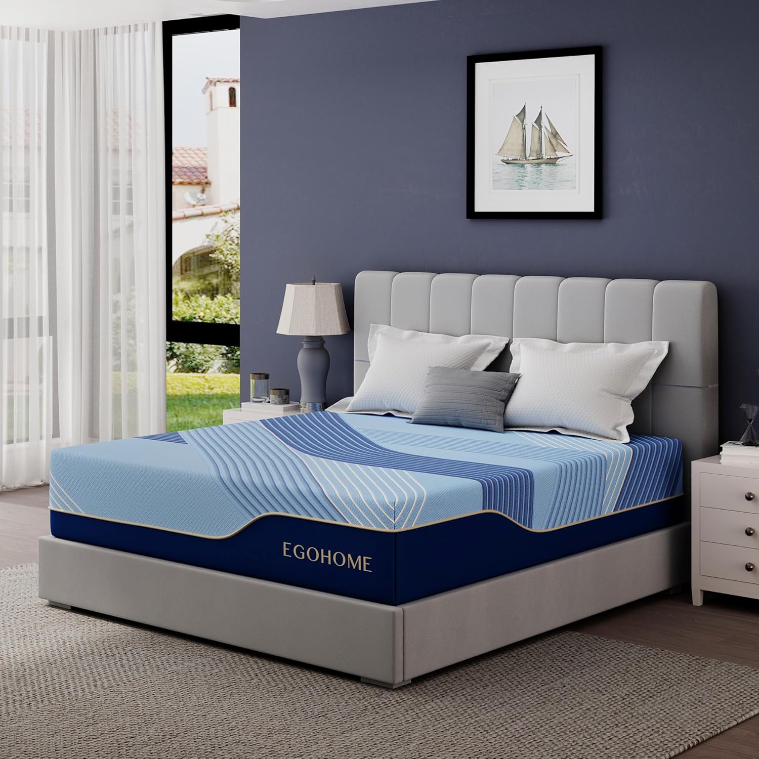 EGOHOME 14 Inch King Size Mattress in a Box, Copper Gel Memory Foam for Cool Sleep, Fiberglass-Free, Pressure Relieving, Medium Firm, CertiPUR-US Certified, 80''L x 76''W