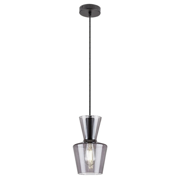 Lampa wisząca czarny matowa-szkło dymne Abra 1xE27x60W Rabalux