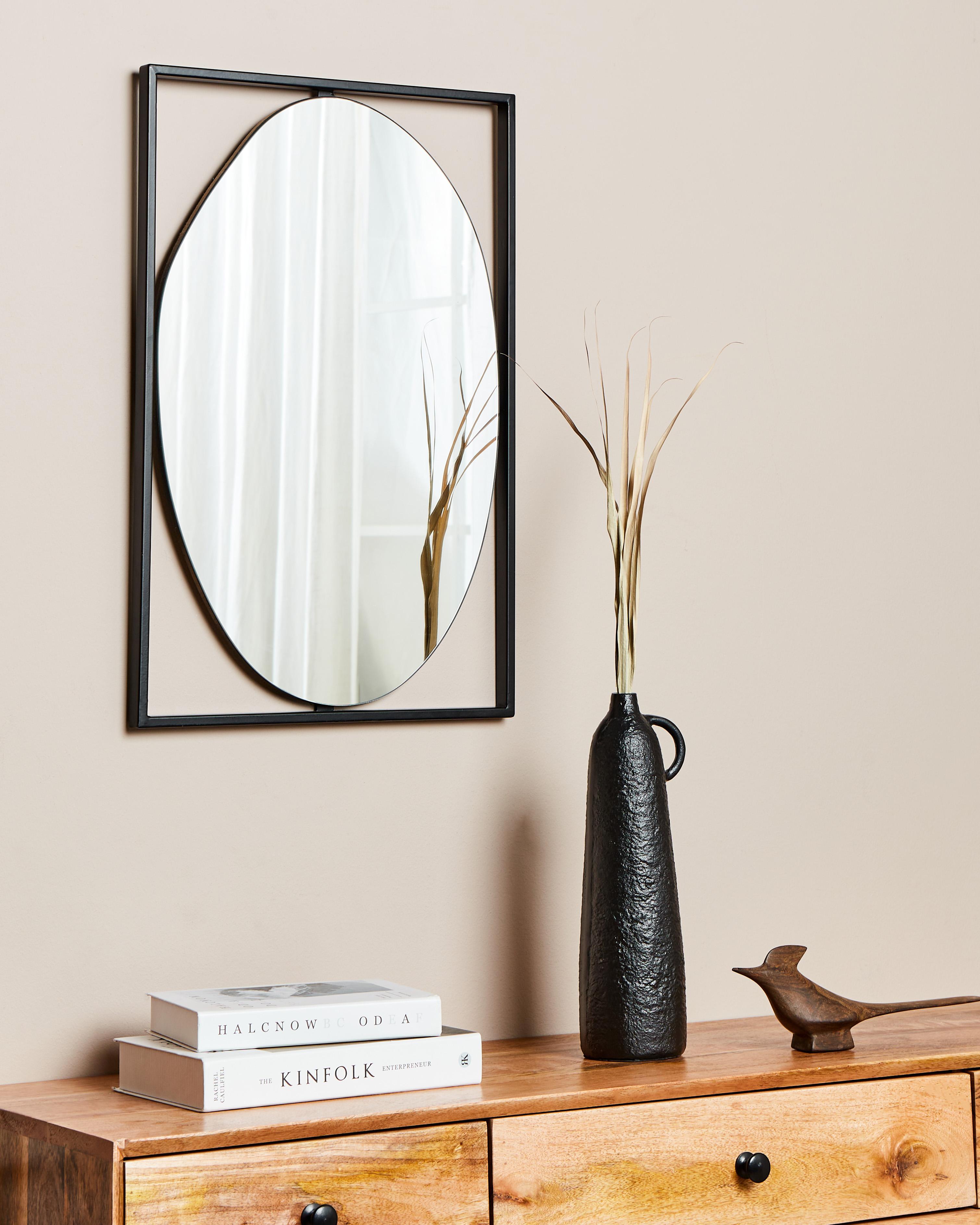 Wall Mirror NIBELLE 40 cm 60 cm Metal Black