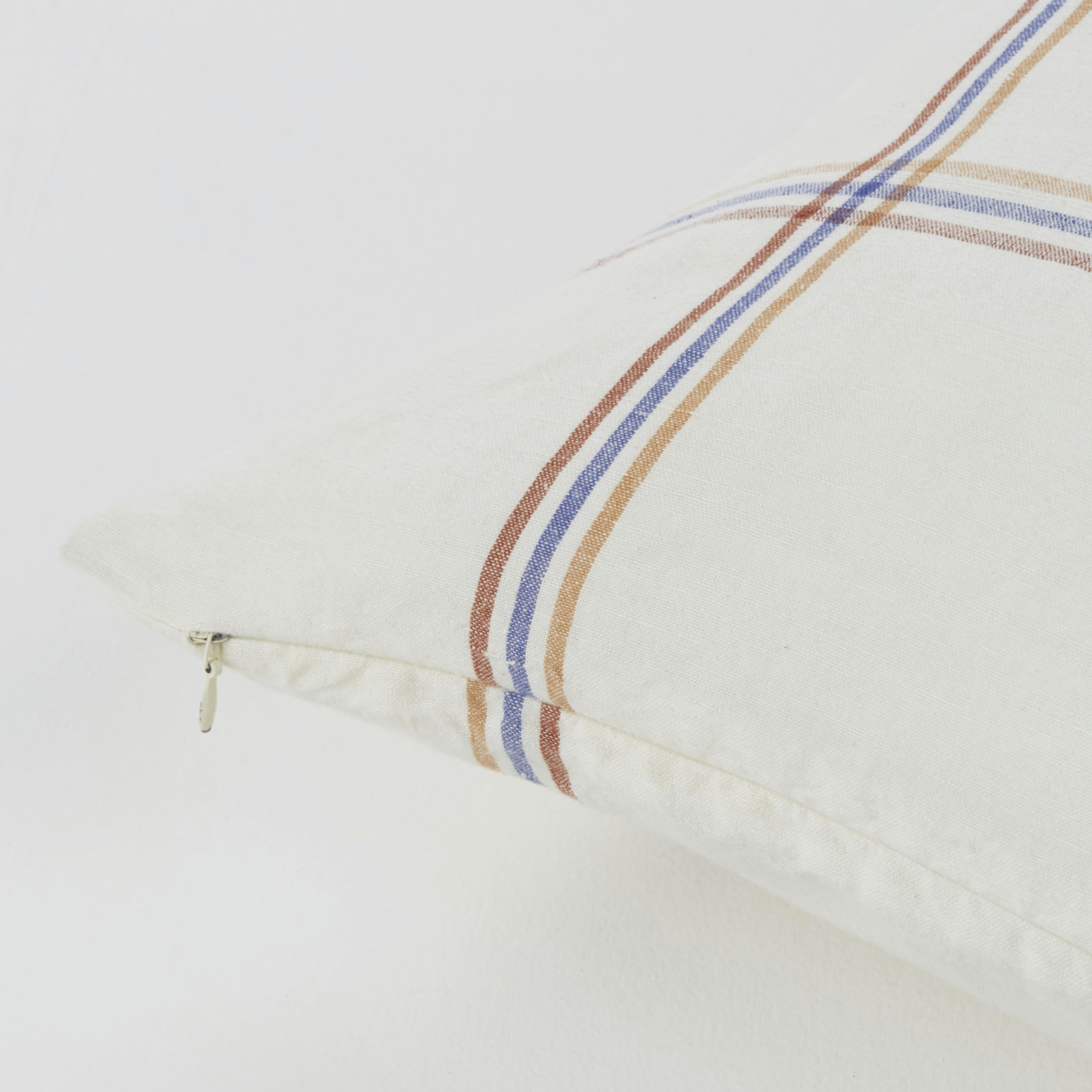 ELIOT - Coussin en coton et lin tissés motifs à carreaux multicolores 45x45