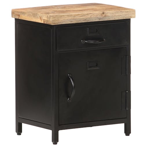 NNEVL Bedside Cabinet 40x30x52 cm Rough Mango Wood