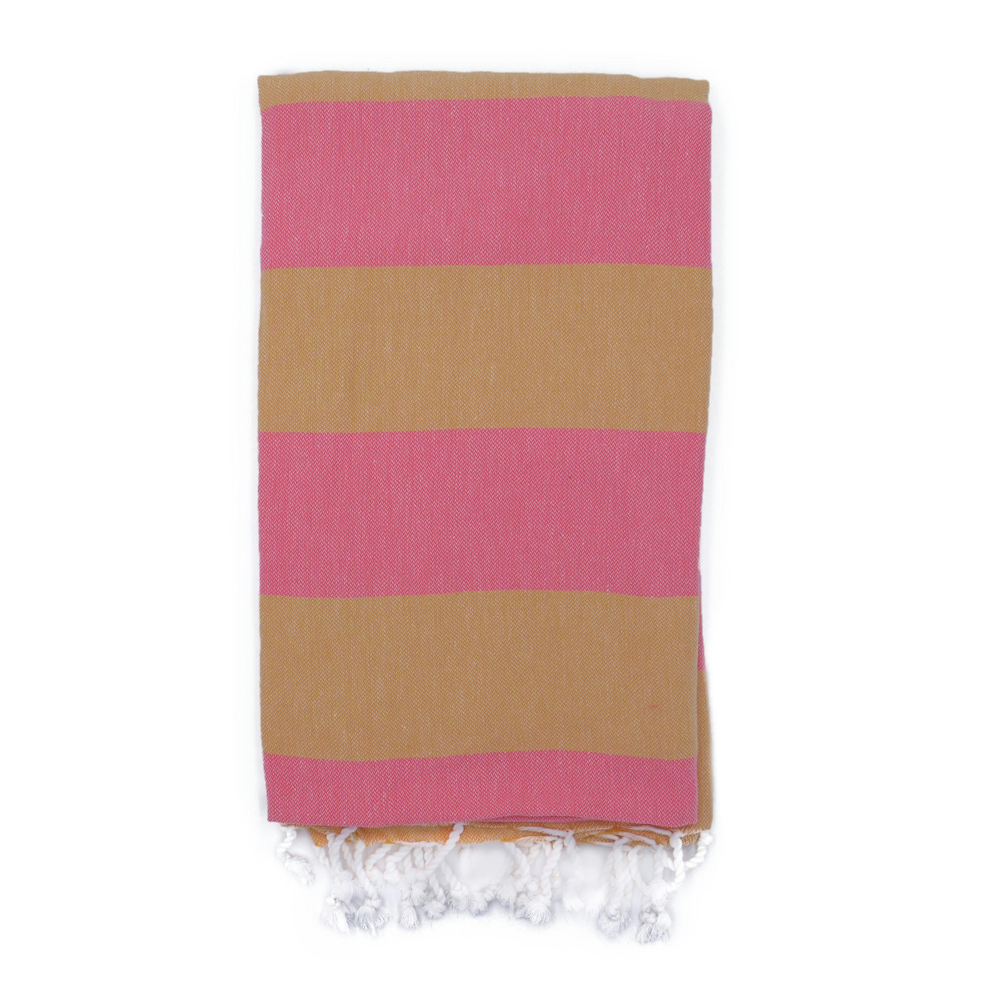 - Fouta en coton avec franges rouille et orange 100x160cm