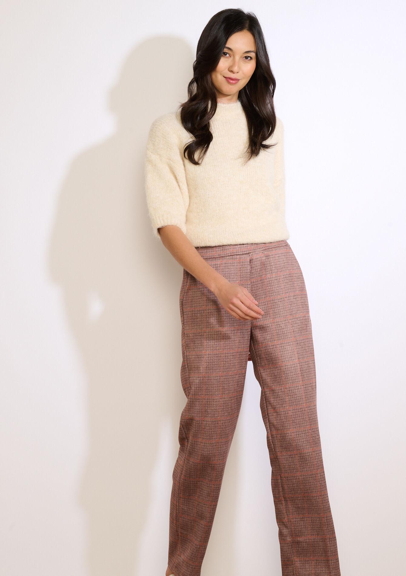 Geruite suedine broek