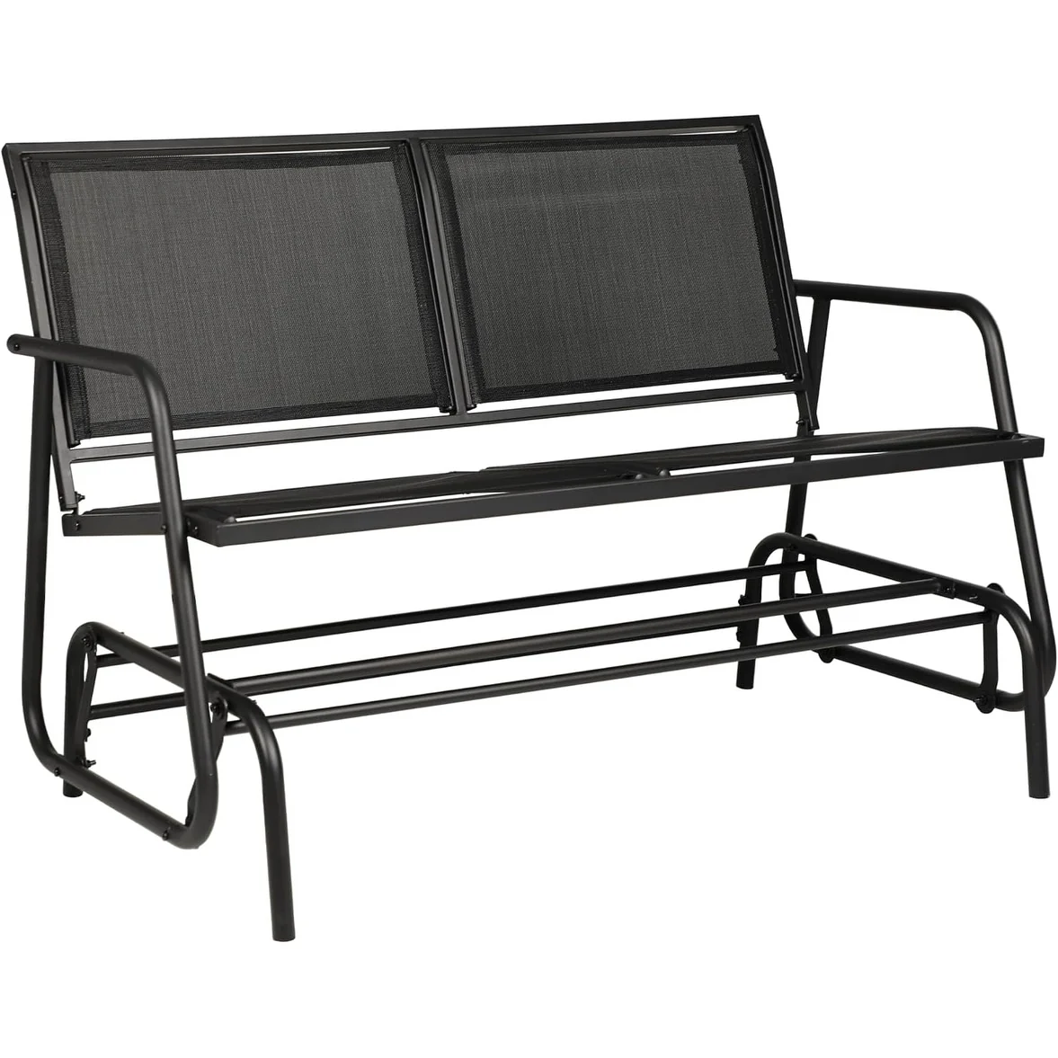 2-Person/3-Person Black Outdoor Patio Glider Garden Bench Double Rocker Chair