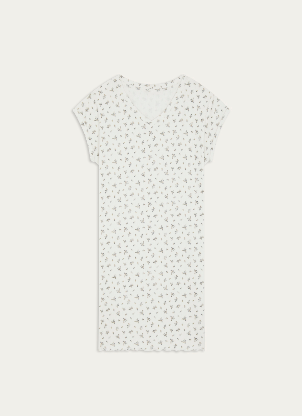 CHEMISE DE NUIT IMPRIMÉ BOUQUET FLORAL ECRU / VERT