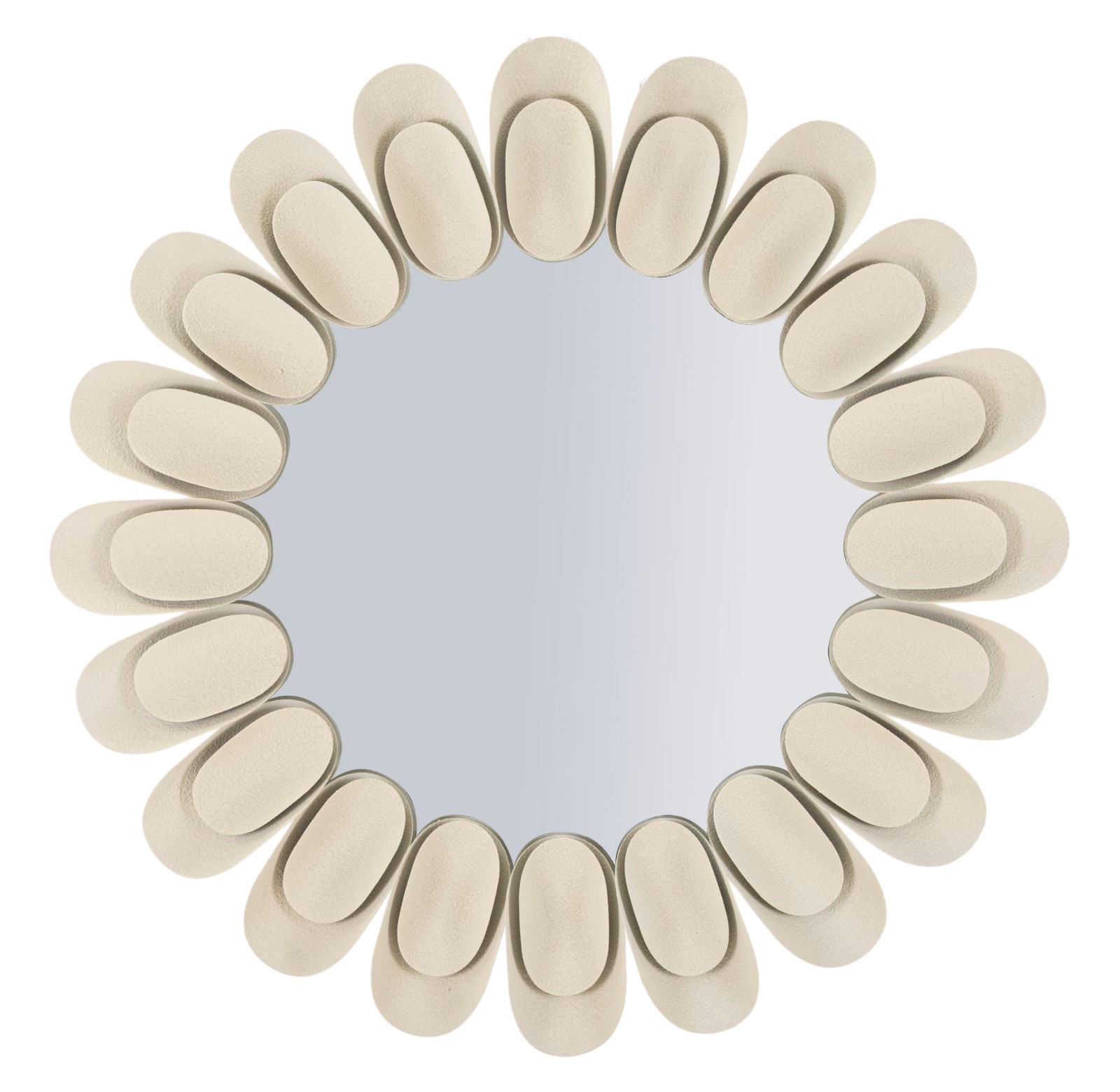 Crèmekleurige metalen wandspiegel, ø 85x6 cm