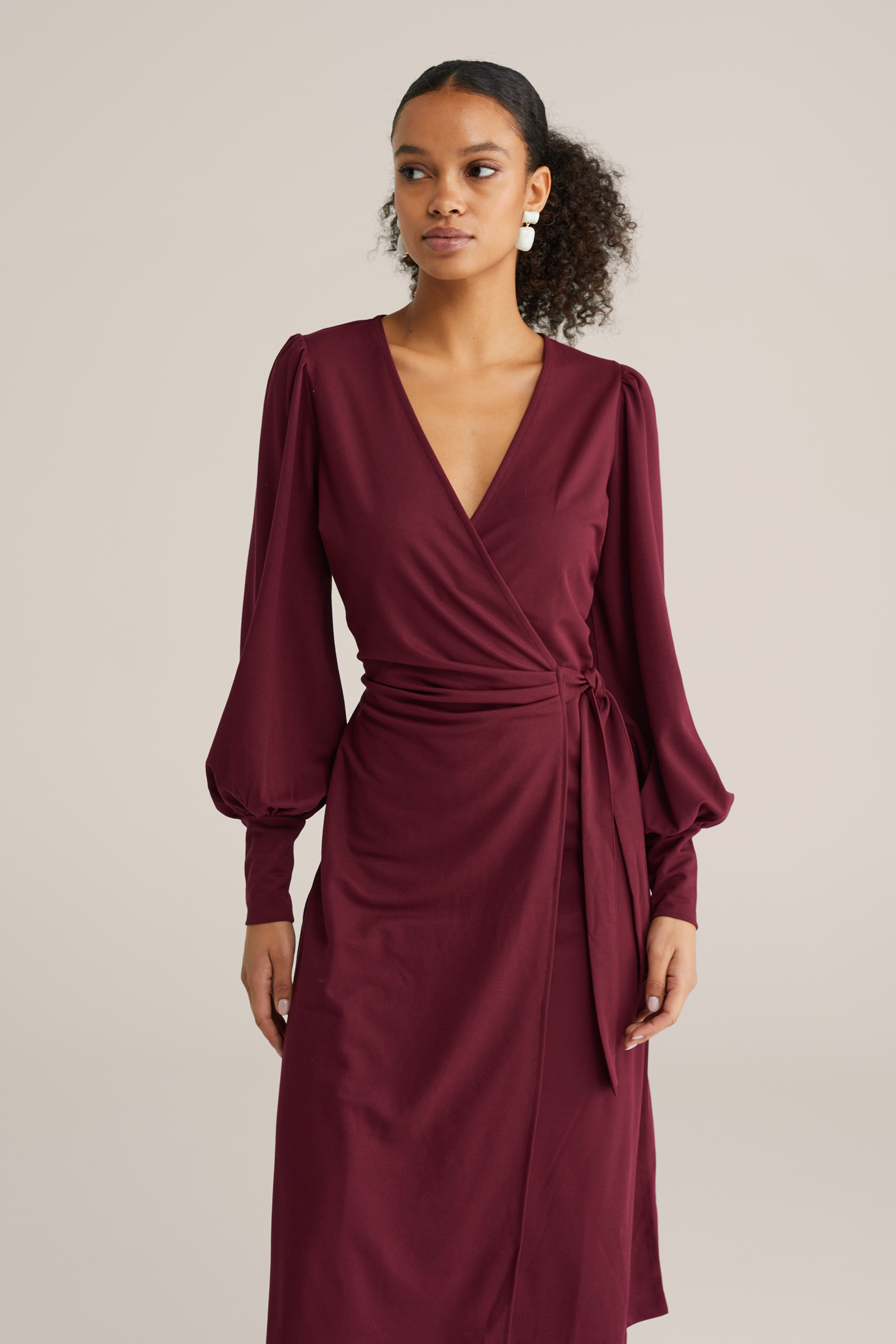 Dames jersey jurk met strik detail