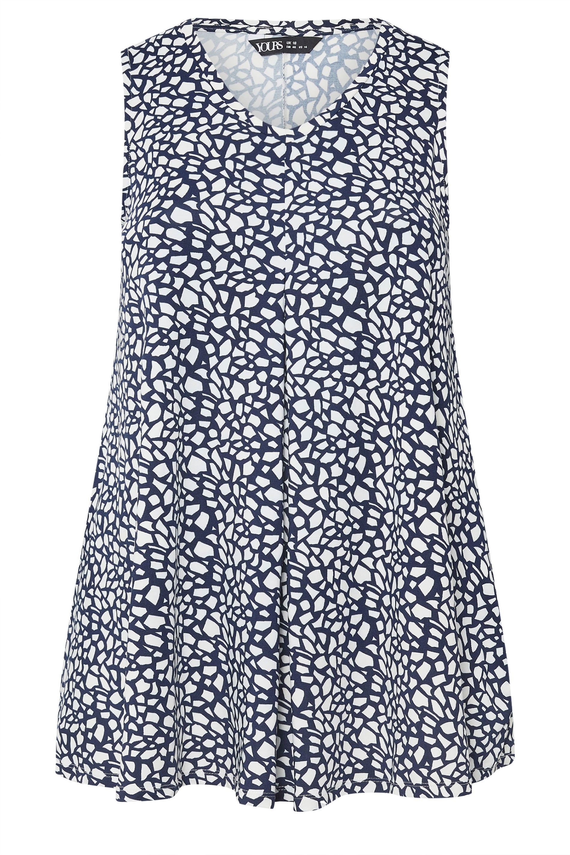 Yours Abstract Print Front Pleat Vest Top
