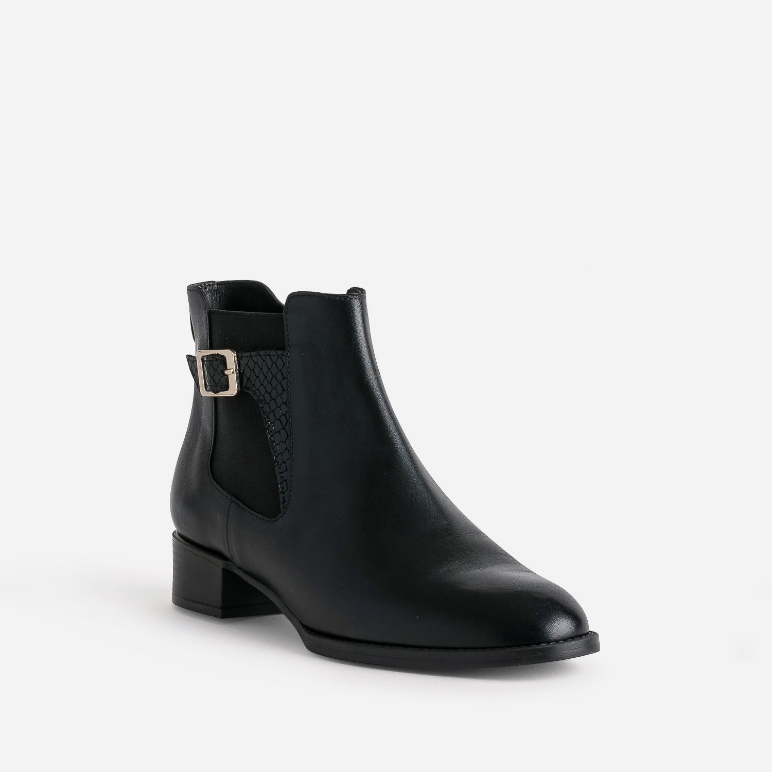 Boots ERAM FLEX noir en cuir détail embossé