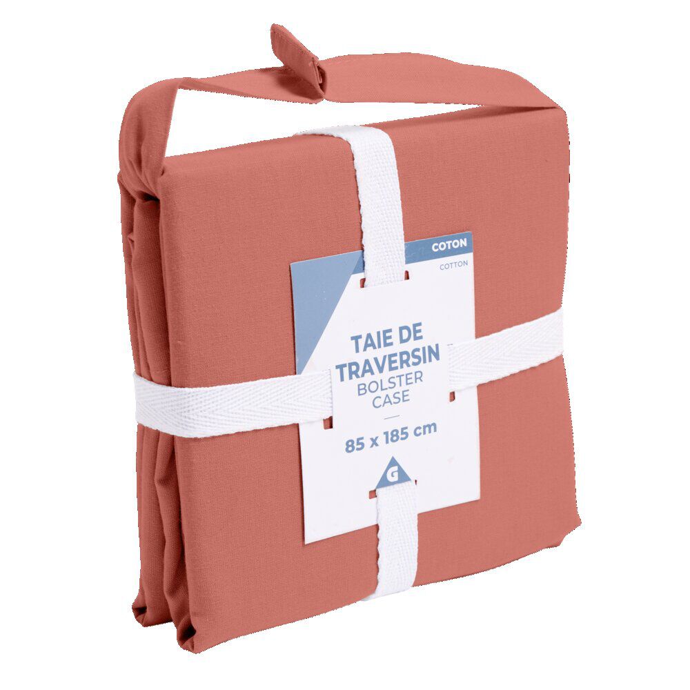 Taie de traversin 85x185cm 100% coton rouge brique