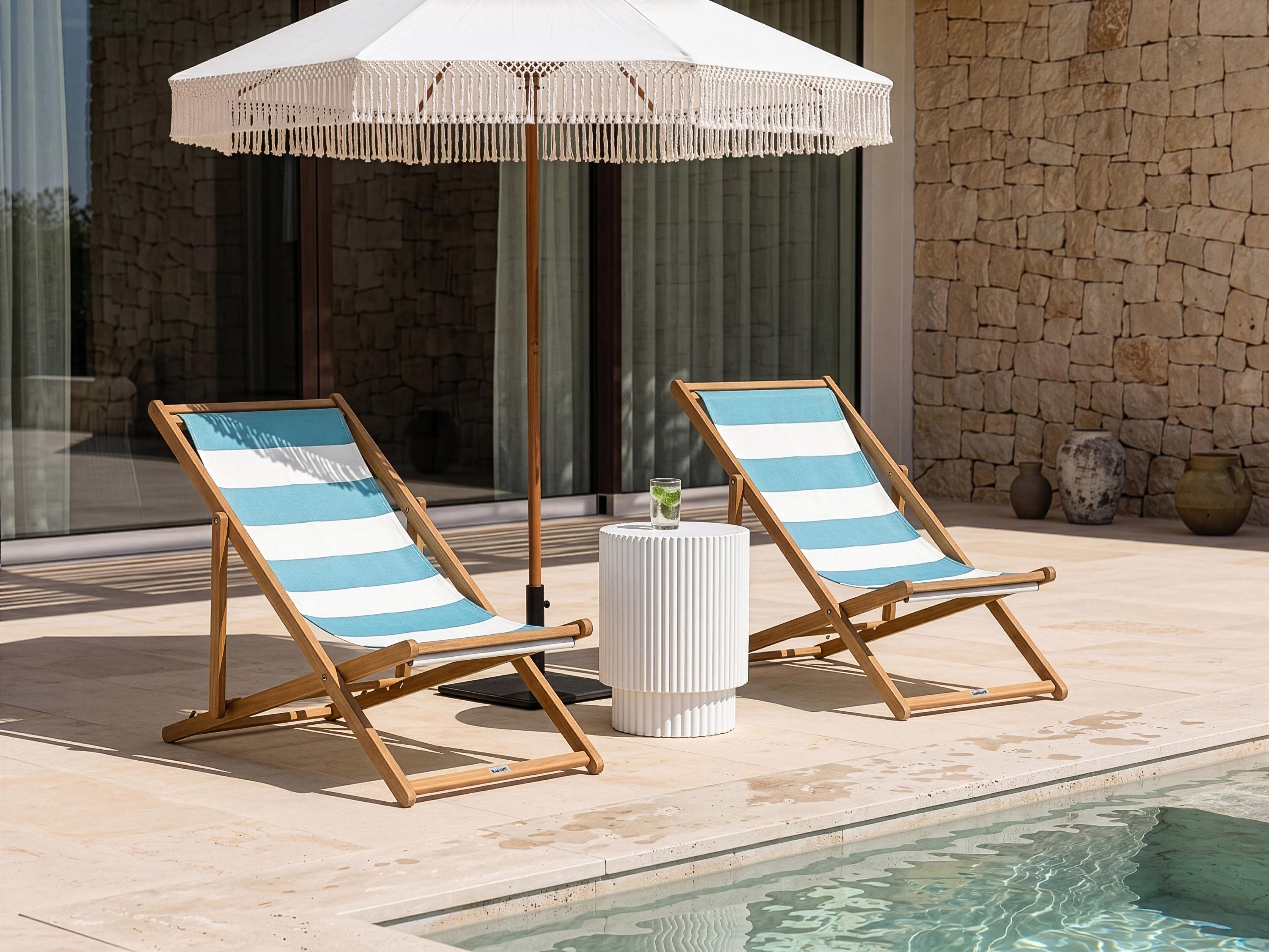 Set of 2 Sun Lounger Replacement Fabrics ANZIO/AVELLINO 113 x 44 cm Turquoise