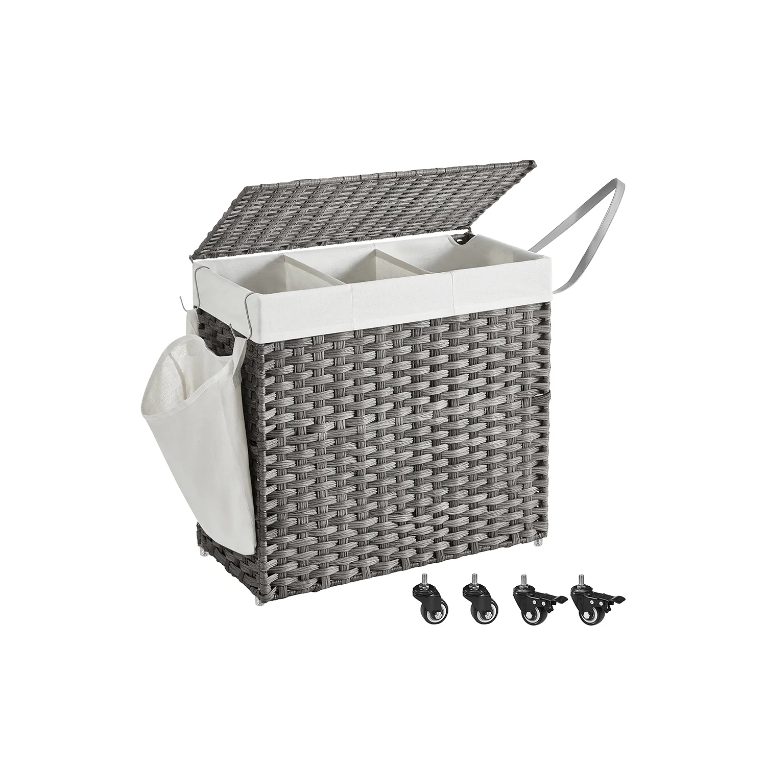 Panier à linge avec roulettes 3 compartiments