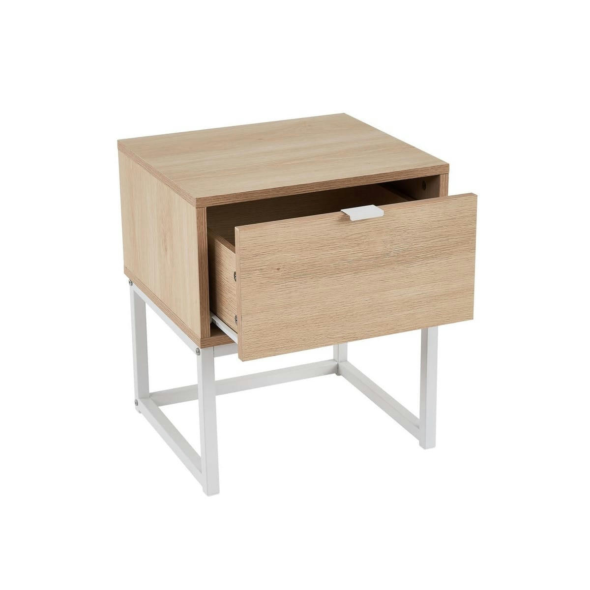 - Table de chevet en bois et métal blanc 1 tiroir 40x35x47cm