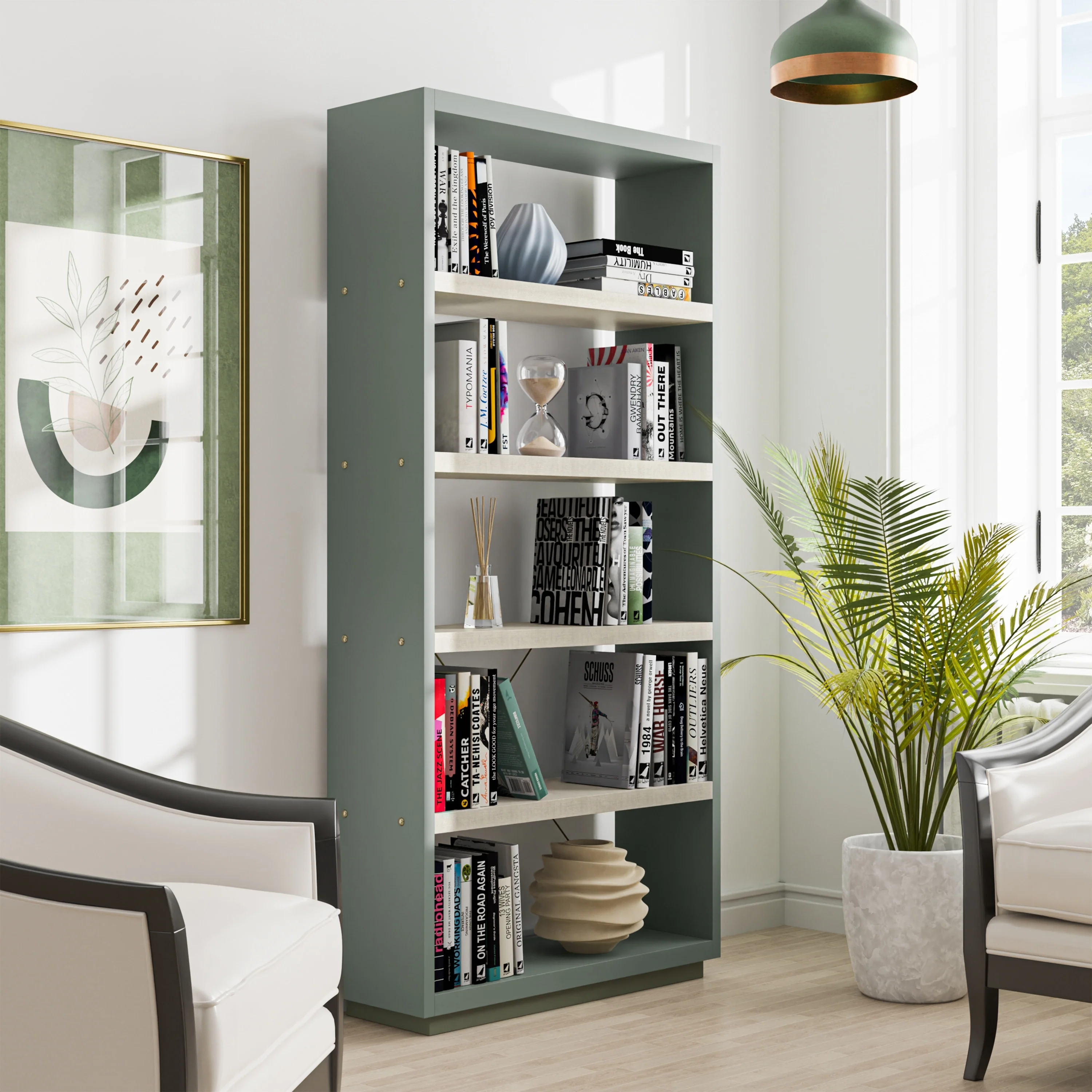 DH BASIC Clair Modern 71-inch 5-Tier Etagere Open Back Bookshelf by Denhour