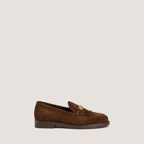 Mocassins à boucles doréesen croute marron | DELPHES