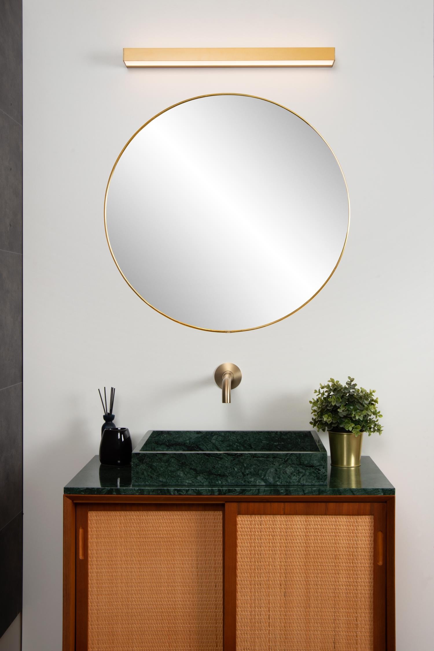 Lucide wandlamp badkamer ALEXA - 1xGeïntegreerde LED - Mat Goud / Messing