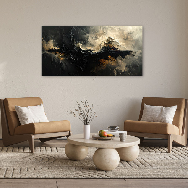 Obraz do salonu sypialni biura, Ciemna abstrakcja w odcieniach beżu 80x40