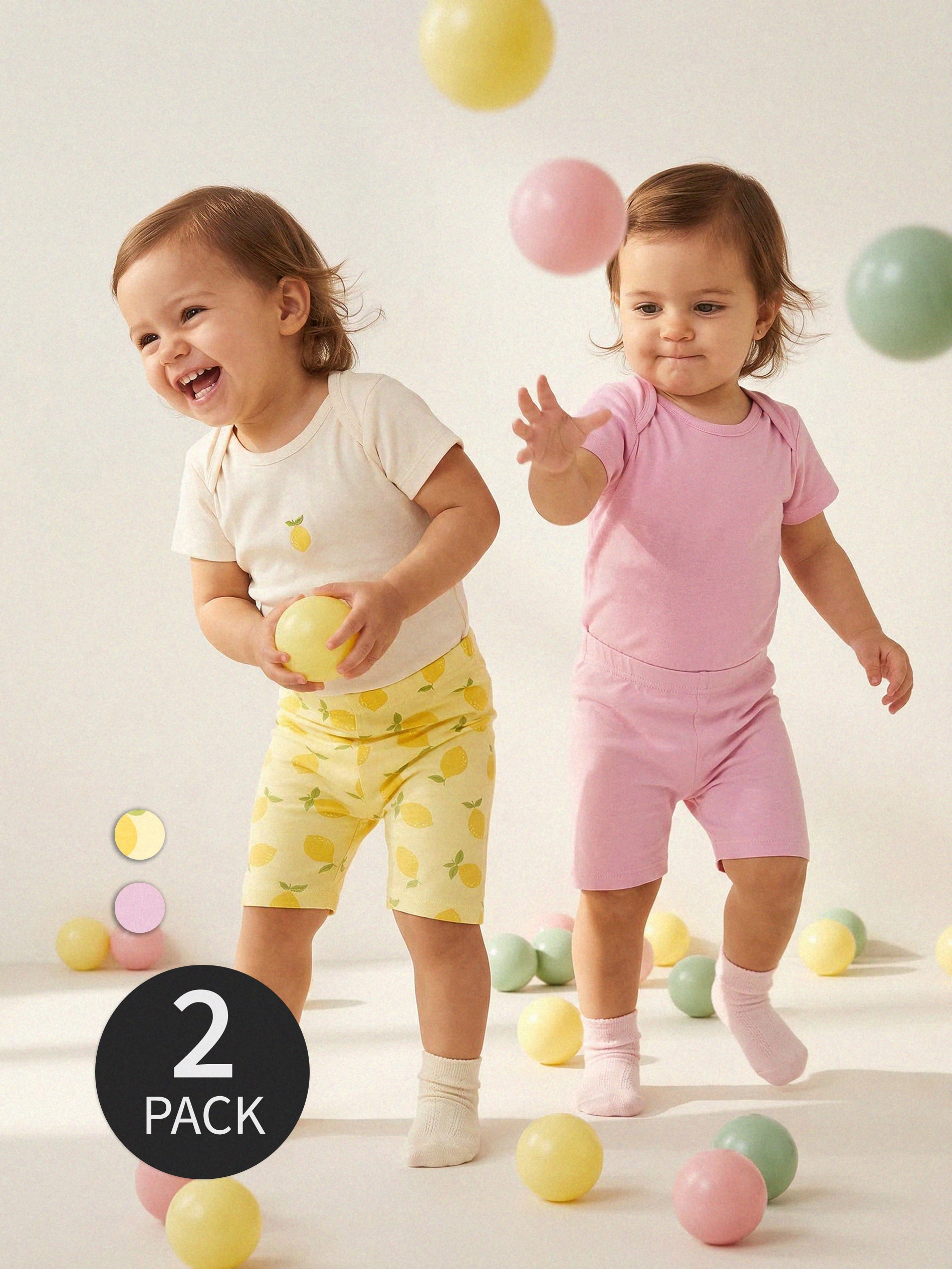 Bawełniane legginsy z motywem cytryn 2 pack