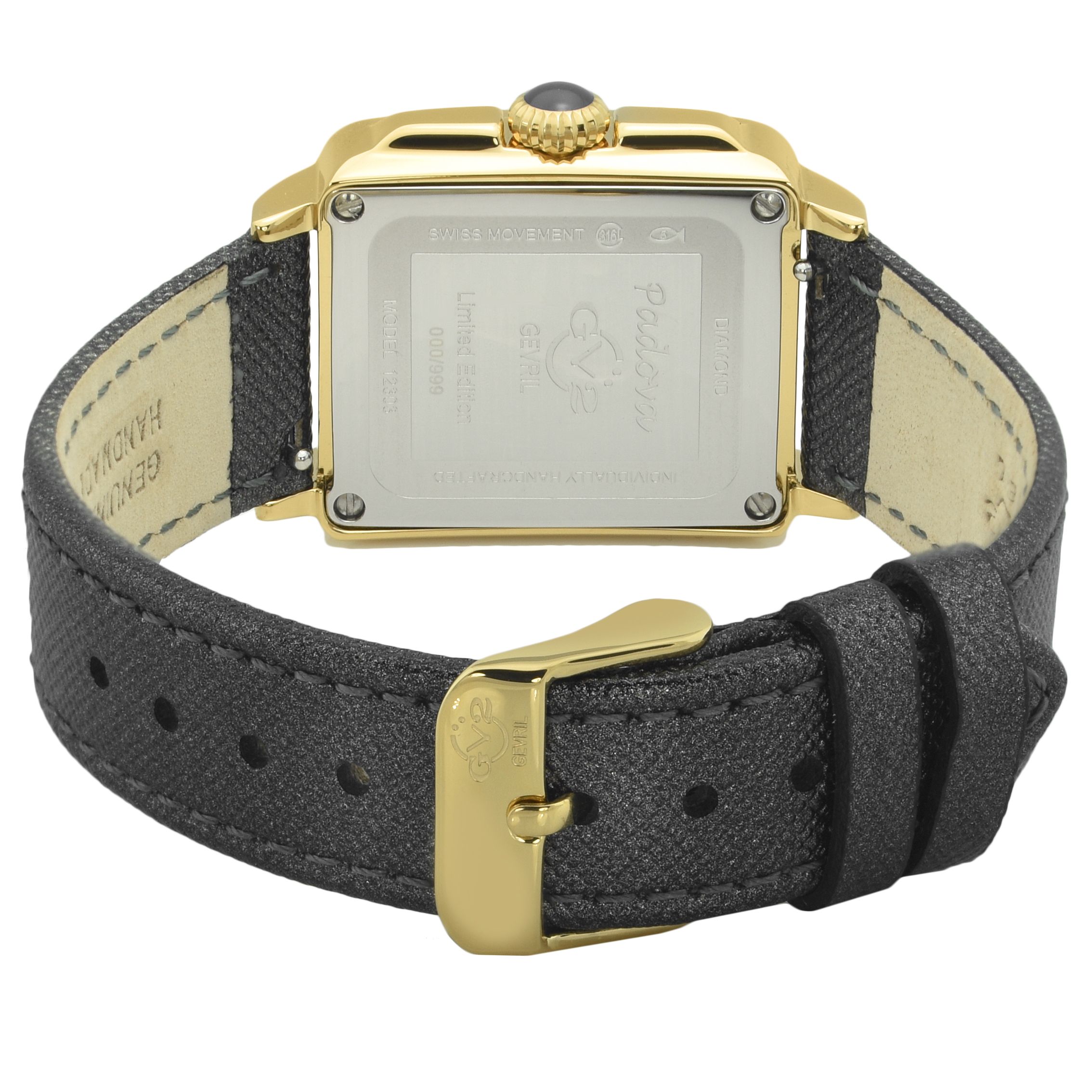 GV2 Padova Swiss Quartz Diamonds Silver Dial Yellow Gold Watch