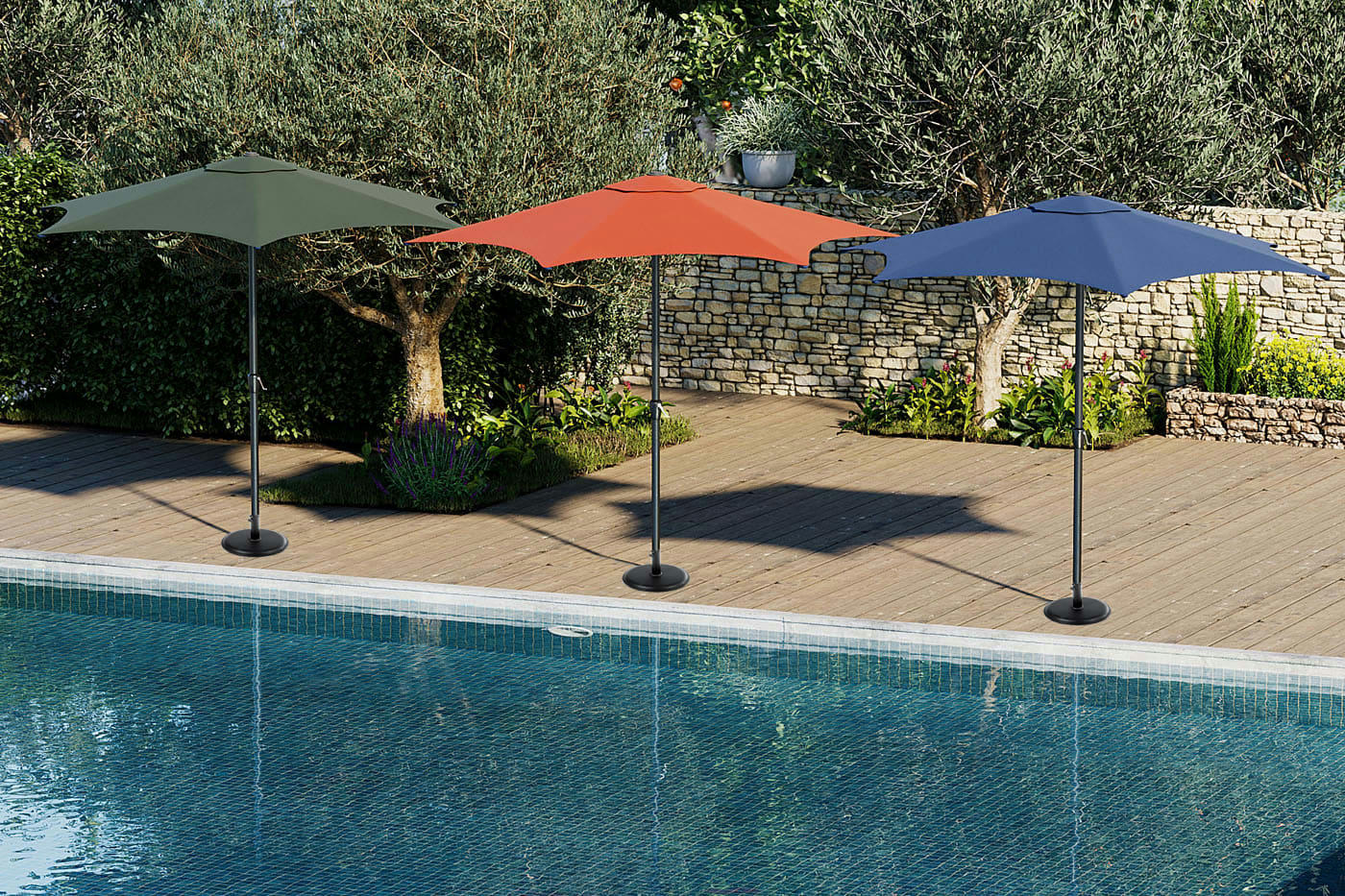 - Parasol Rond 3M Bleu Marine 48mm - Aluminium