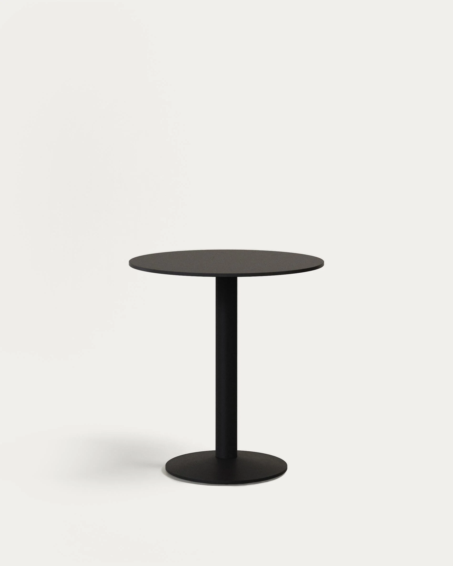 Esilda round outdoor table in black with metal leg in a painted black finish, Ø 70 x 70 cm