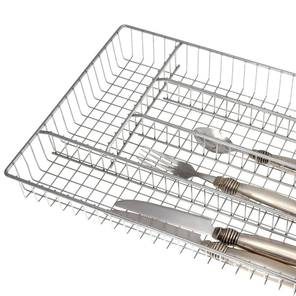 Creative Home Deluxe 5 Compartments Chrome Finished Cutlery Tray - 14.3 x 10.2 x 1.8