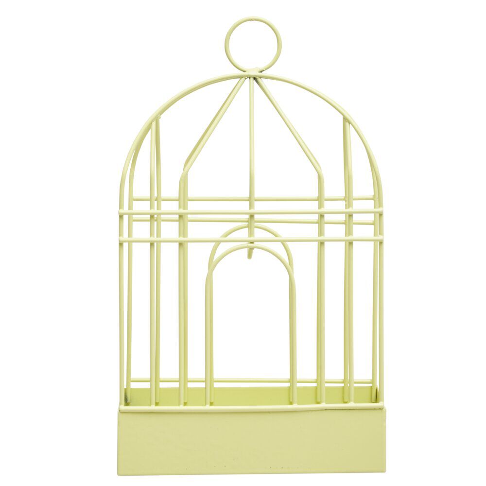 Support cage déco métal jaune pour spirale encens anti-moustique 15x5xH20cm