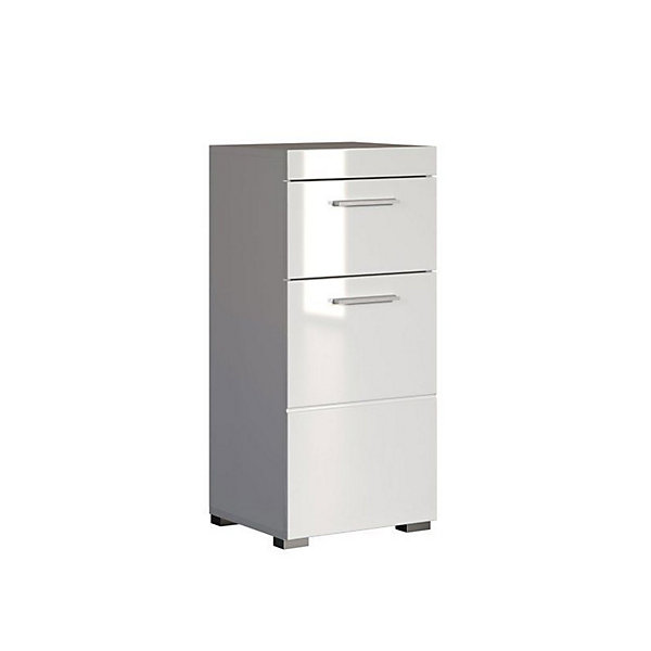 Meuble bas de salle de bain AMANDA - 1 porte   1 tiroir - L37 x P31 x H79 cm - Gris - TRENDTEAM