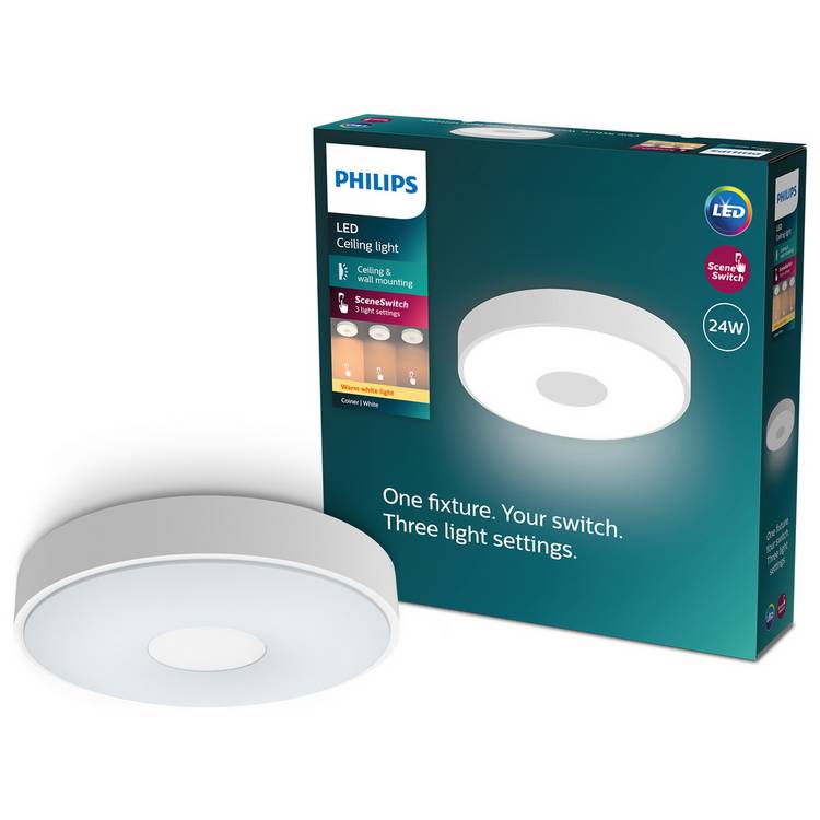 Philips Coiner Metal LED Ceiling Light - White
