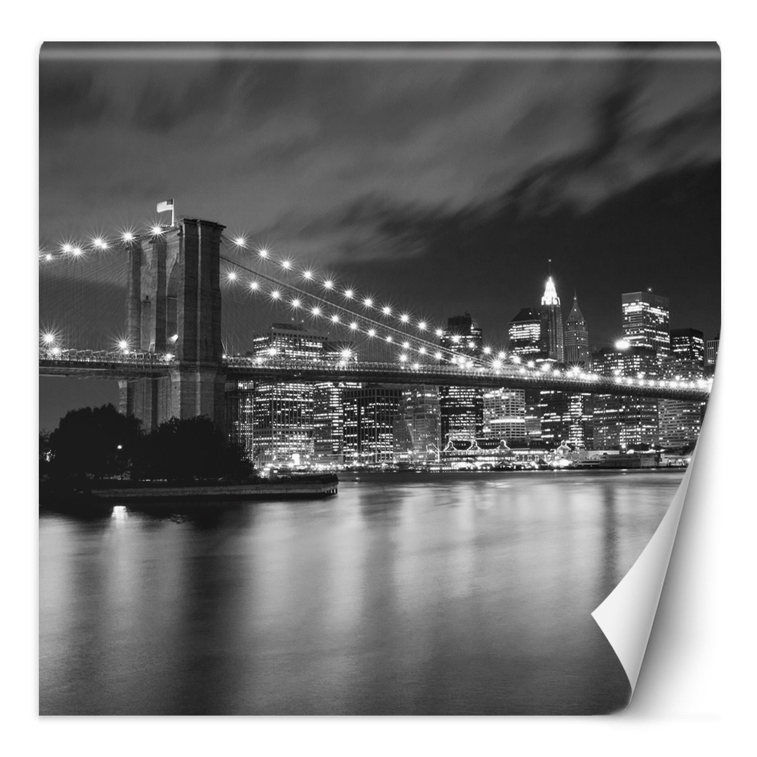 Feeby Fototapeta, Most brookliński rozświetlony nocą Nowy Jork 100x100