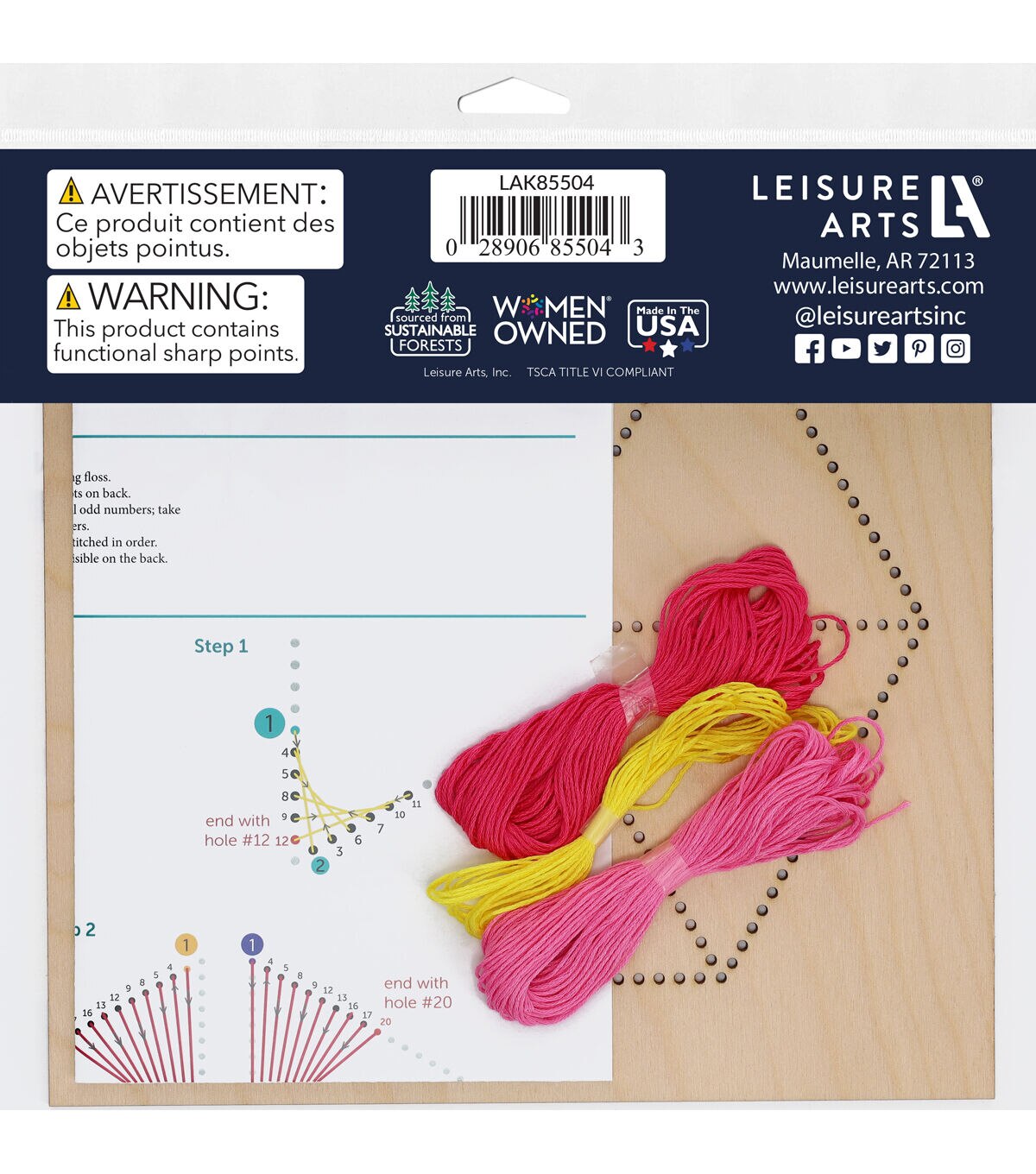 Liesure Arts 10 Hexagon Flower Panel Wood Stitching String Art Kit