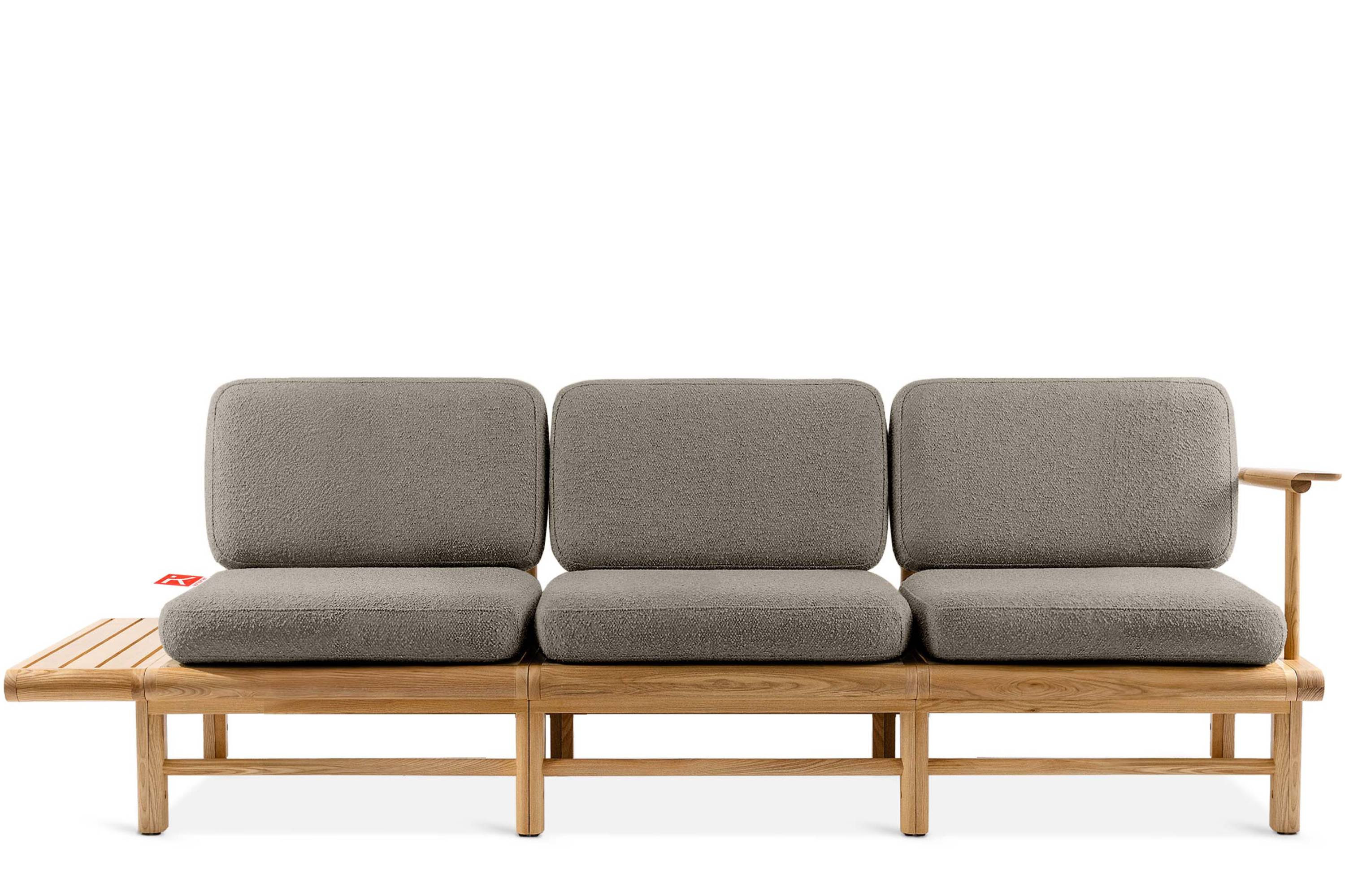 KONSIMO ATREDA Sofa do ogrodu/na taras z półką, szara, boho szer.245 cm