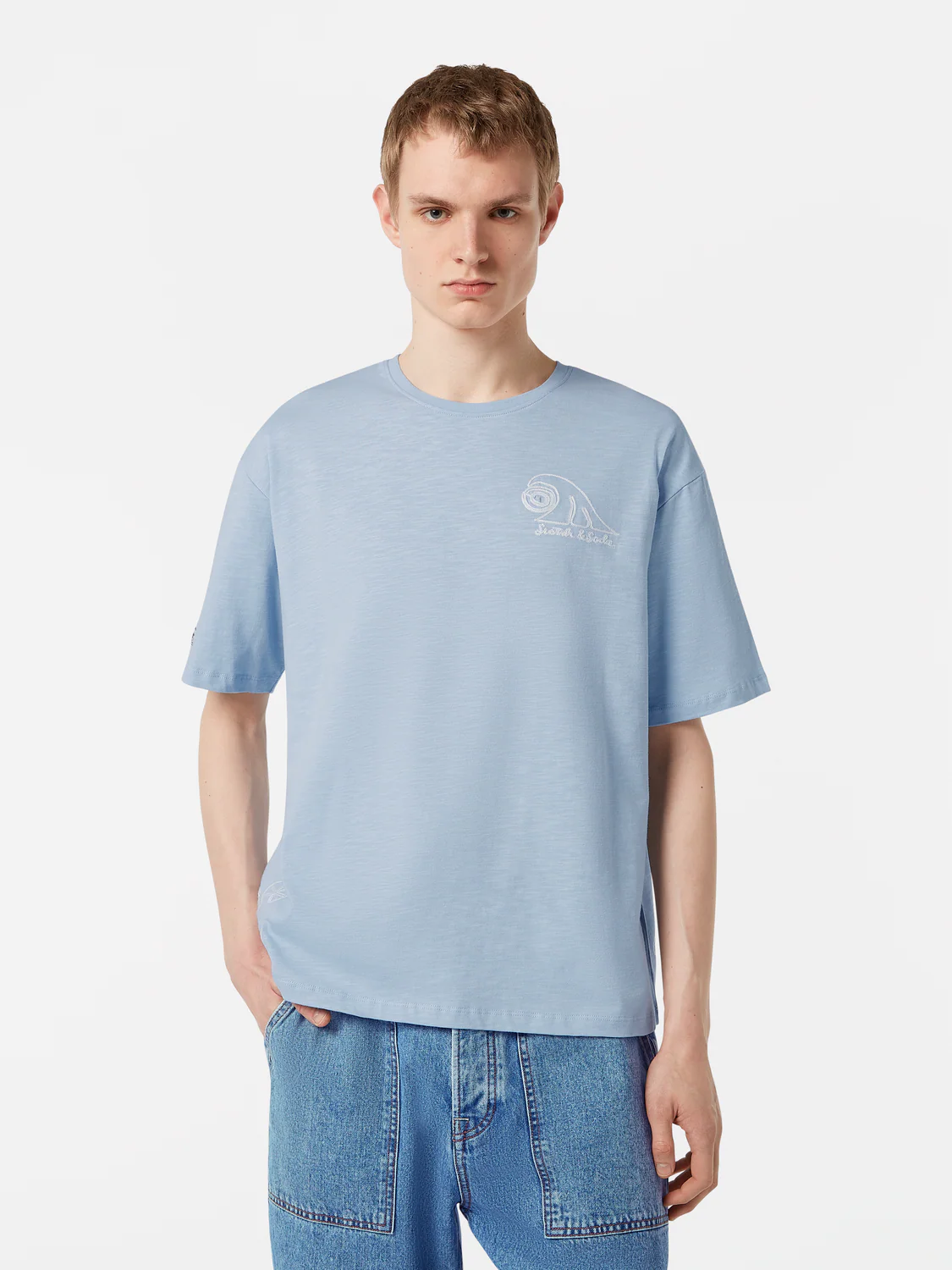 Loose-Fit Slub Embroidery T-Shirt