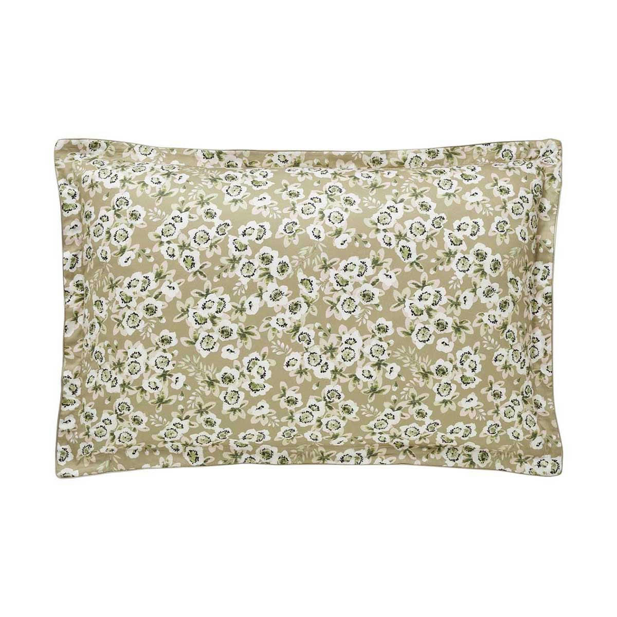 BLOSSOM - Taie d'oreiller en satin de coton bio beige 65x65