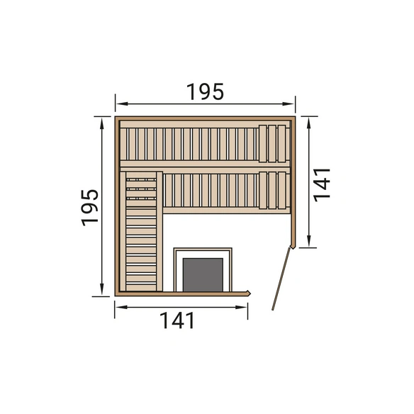Massivholzsauna »TURKU 2«, 4 Personen, inkl. 9 kW Ofen mit integrierter Steuerung