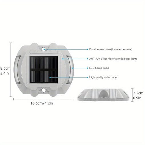 NNETM Solar Driveway Deck Lights (2 pcs)