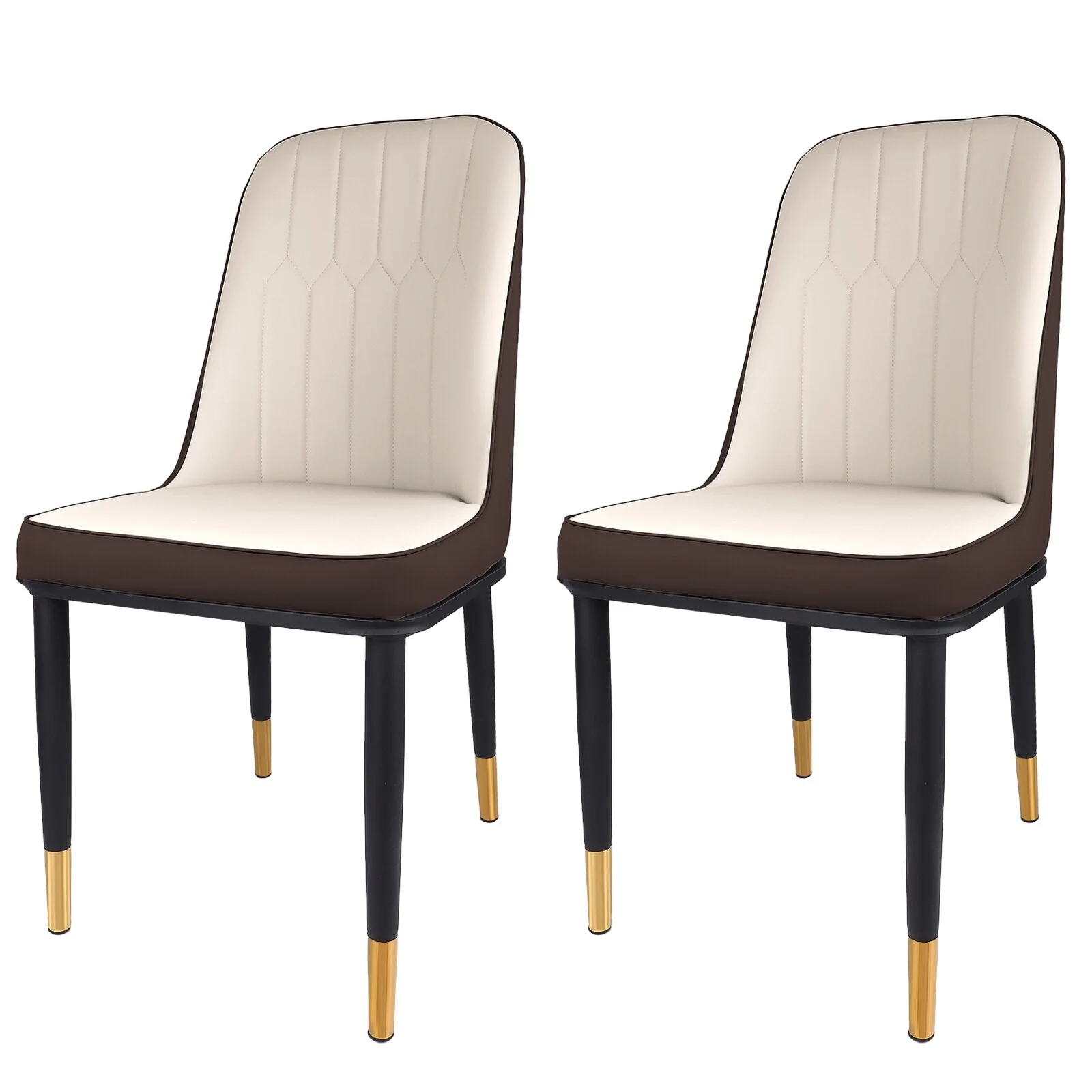 Faux Leather Dining Chairs with Metal Legs, Set of 2