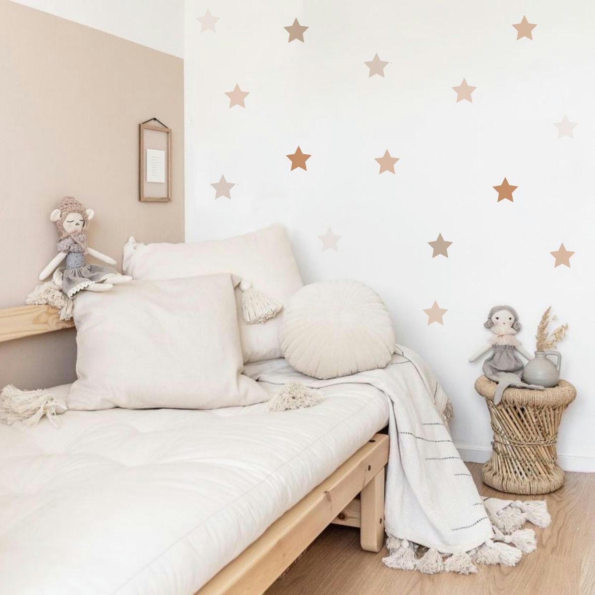 STARS1 - Stickers mureaux en vinyle étoiles marron et beige