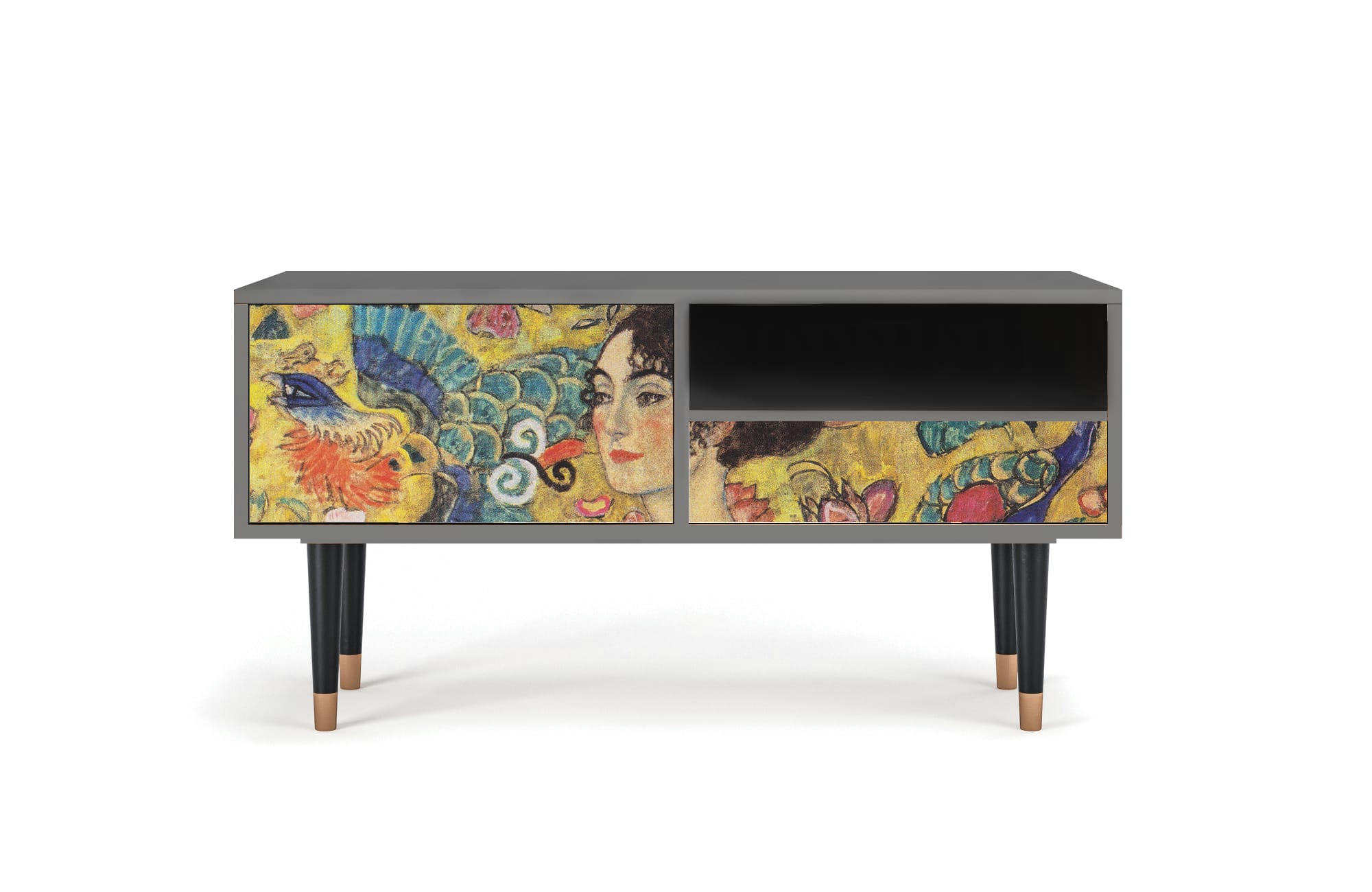 LADY WITH FAN BY GUSTAV KLIMT - Meuble TV  jaune 1 tiroir et 1 porte L 115 cm