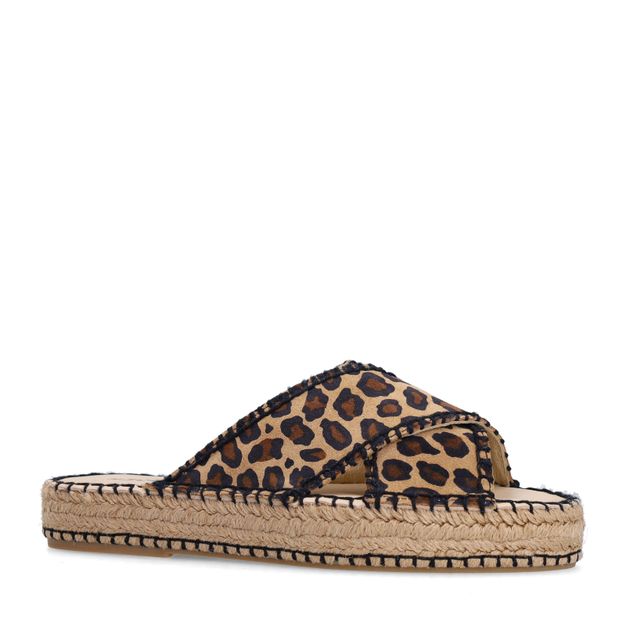Suède leopard plateau slippers