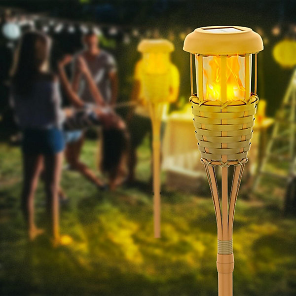 Lot de 4 lampes solaires d'extérieur avec flamme vacillante, décoration extérieure pour jardin Classe énergétique A