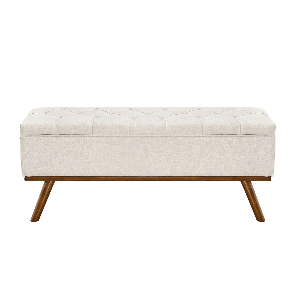 LUE BONA Modern Upholstered Storage Ottoman Button Tufted Storage Bench with Linen Seat End of Bed - 17.5 D X 50.4 W X 20.5 H