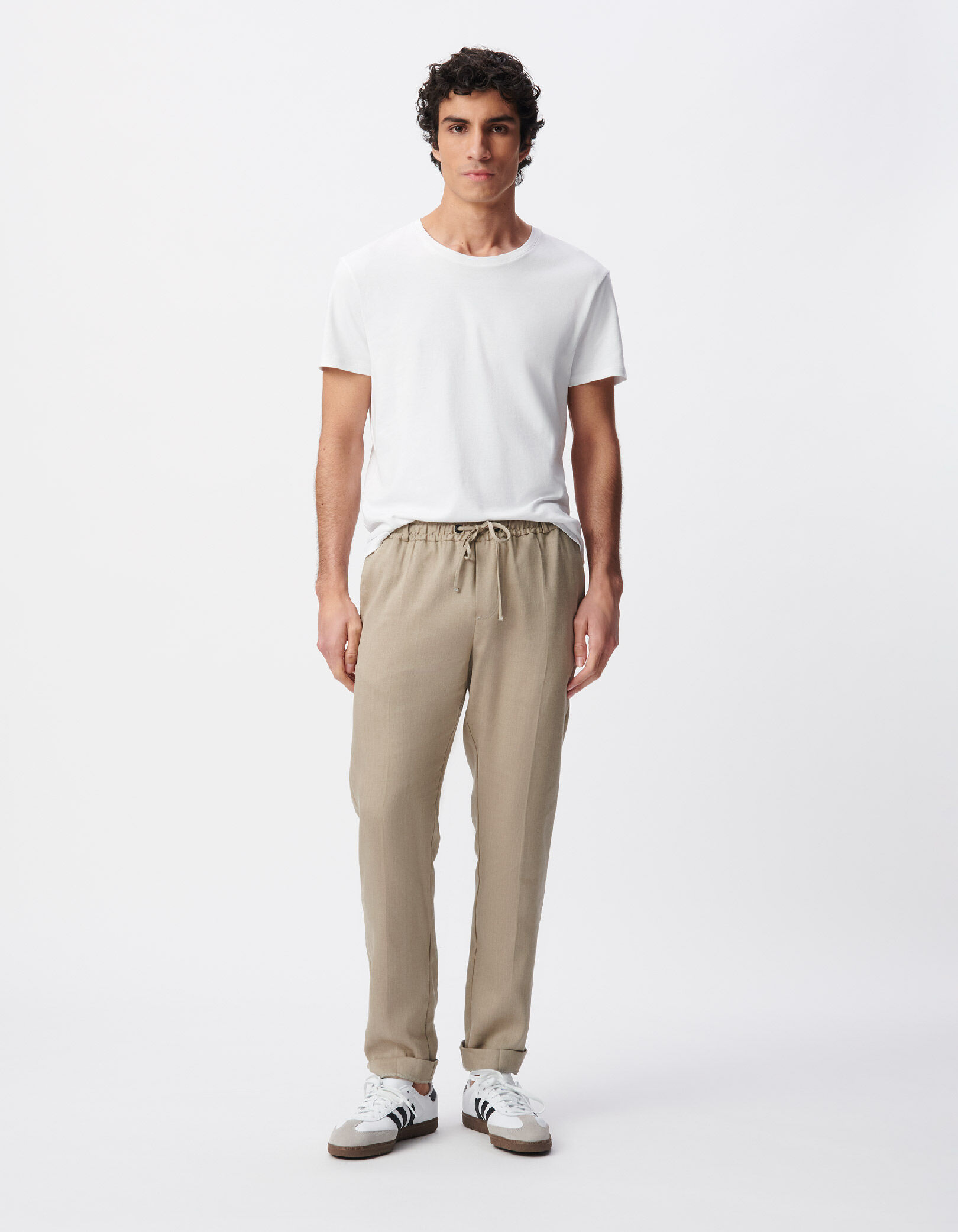 Jogpant de costume beige foncé lin mélangé Homme