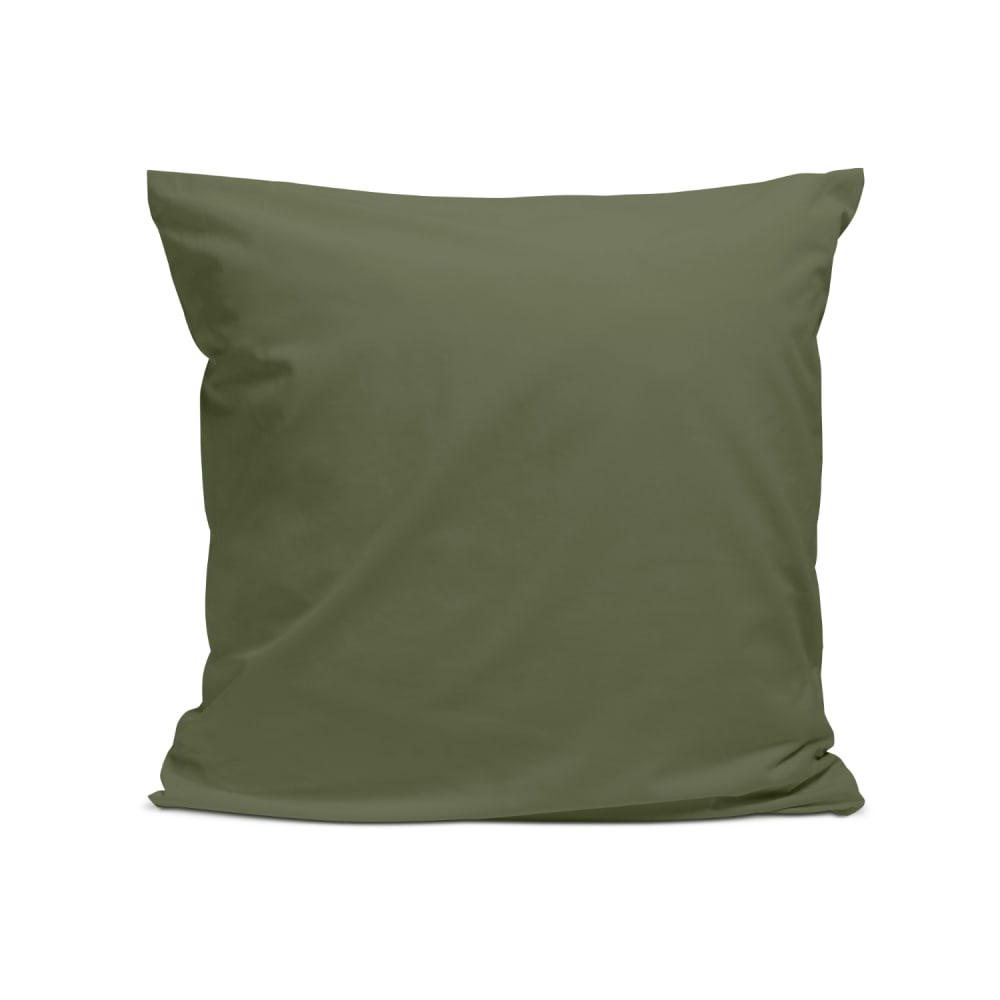 - Taie d'oreiller unie en percale de coton kaki 65x65cm