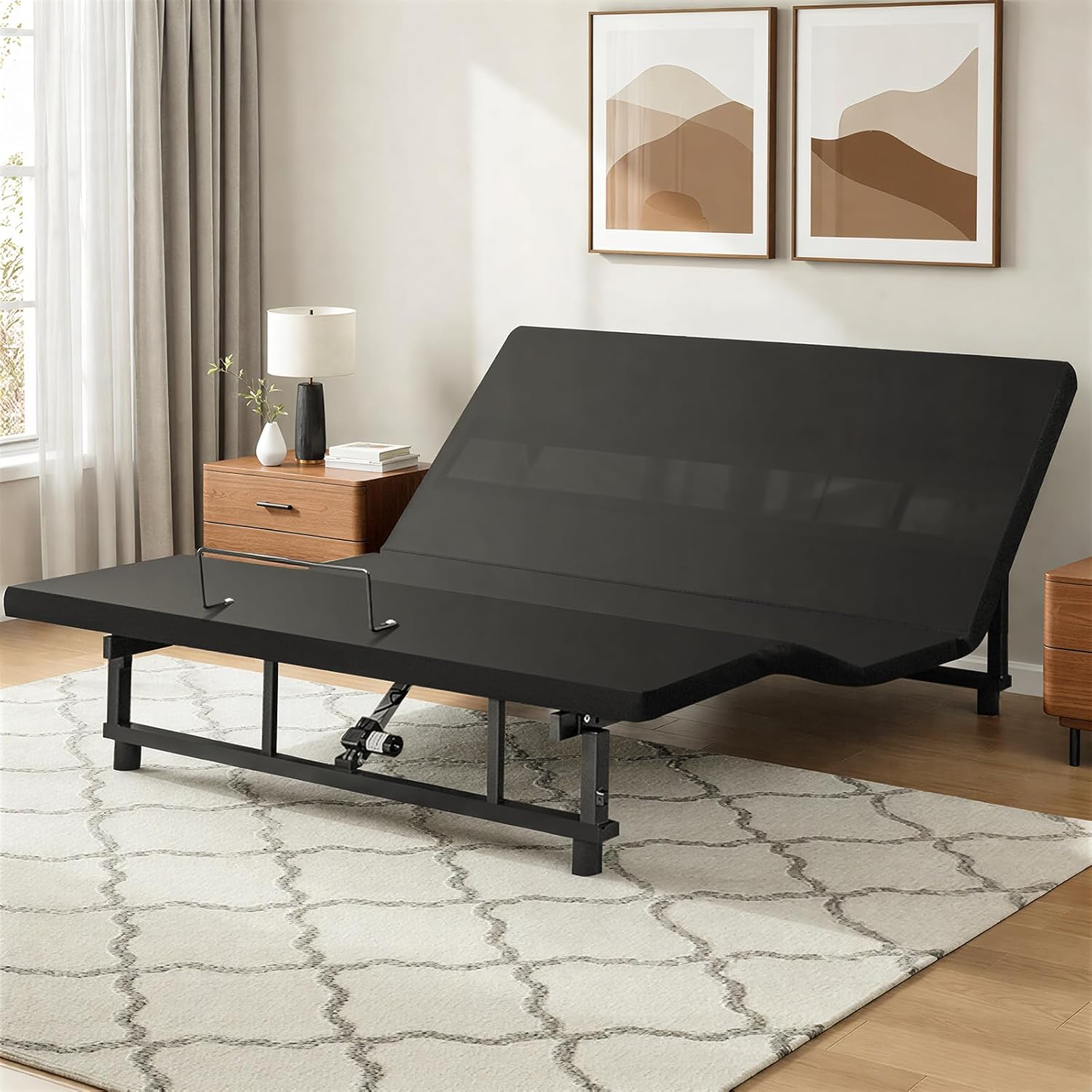 King Adjustable Bed Base Frame with Wireless Remot, Easy Installation, Heavy-Duty Steel Frame, Whisper-Quiet Motor, Head & Foot Lift, Zero Gravity & Anti-Snore Modes Comfort (79 L x 74 W x 12.72 H)